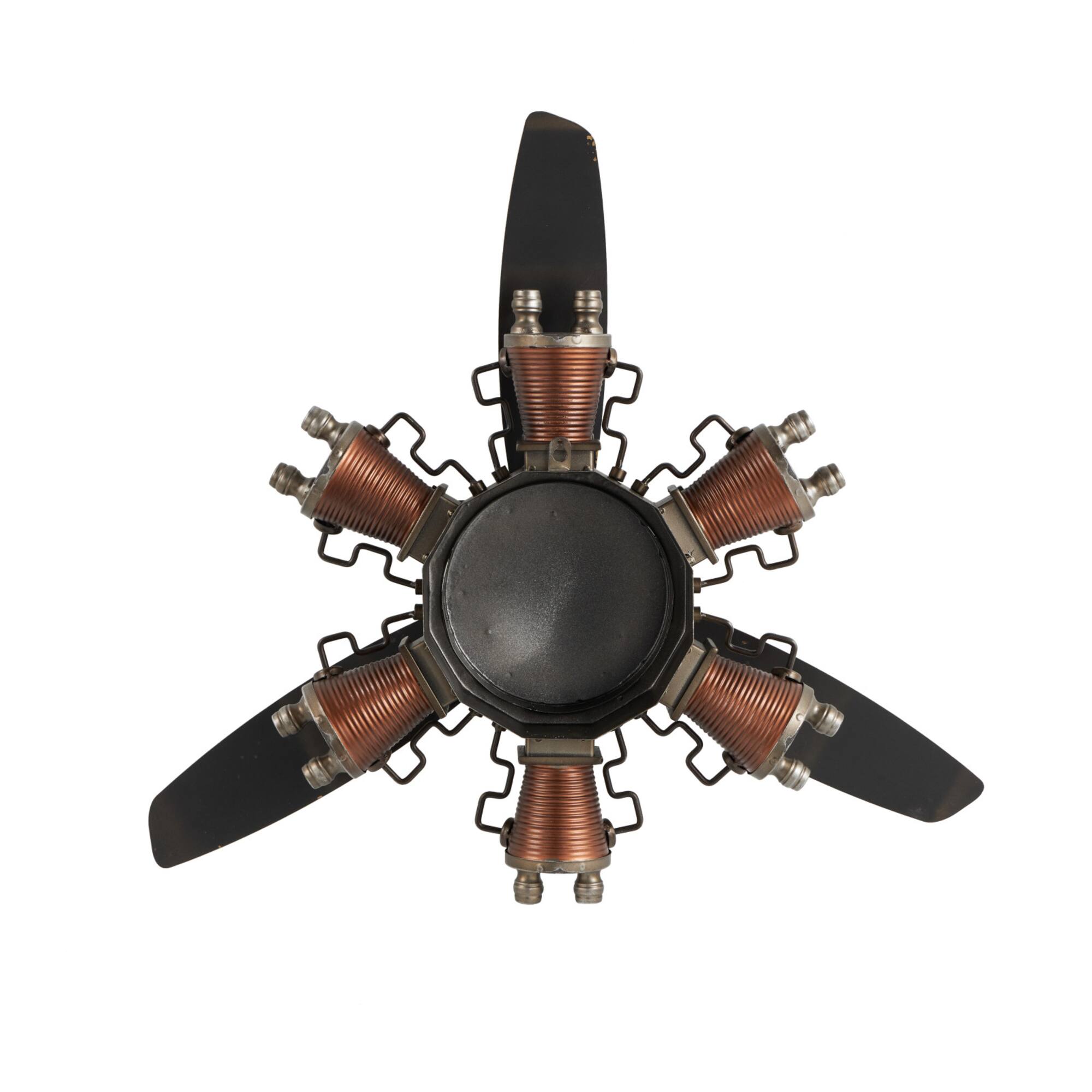 25" Brown Metal Propeller Wall Décor with Silver Accents